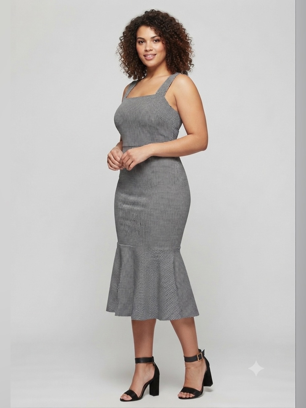 GILLI POLKA-HEART MERMAID MIDI DRESS